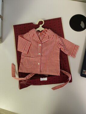 Vintage Pleasant Company American Girl Doll Molly Red Striped Pajamas w/ Hanger